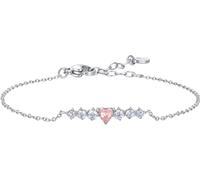 Luca Barra BRACCIALE DONNA IN ACCIAIO CON CUORE ROSA E CRISTALLI BIANCHI