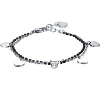 Luca Barra BRACCIALE DONNA IN ACCIAIO CON CUORI, ELEMENTI NERI E CRISTALLO BIANCO