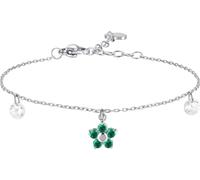 Luca Barra BRACCIALE DONNA IN ACCIAIO CON PENDENTE FIORE E PETALI ZIRCONE VERDE