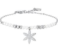 Luca Barra BRACCIALE DONNA IN ACCIAIO CON PERLE SINTETICHE E FIORE DELLA VITA