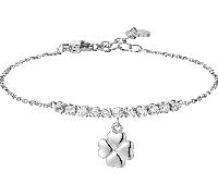 Luca Barra BRACCIALE DONNA IN ACCIAIO CON QUADRIFOGLIO E ZIRCONI BIANCHI