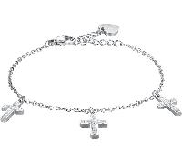 Luca Barra BRACCIALE DONNA IN ACCIAIO CROCI CON CRISTALLI BIANCHI