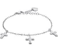 Luca Barra BRACCIALE DONNA IN ACCIAIO CROCI CON CRISTALLI BIANCHI