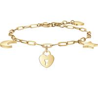 Luca Barra BRACCIALE DONNA IN ACCIAIO DORATO CON LUNA, CUORE LUCCHETTO E STELLA