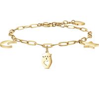 Luca Barra BRACCIALE DONNA IN ACCIAIO DORATO CON LUNA, GUFO E STELLA