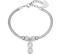 Luca Barra Bracciale da Donna Collezione Pretty Moment. Bracciale Realizzato in Acciaio con Infinito e Cristalli Bianchi. Lunghezza: 16,5 + 3 cm. La referenza è bk1935