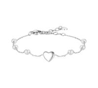 Luca Barra Bracciale Donna in Acciaio Inossidabile con Cuore e Perle, Argento, 18.5 cm, Modello BK2968