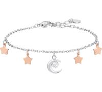 Luca Barra BRACCIALE DONNA IN ACCIAIO, LUNA CON ZIRCONE BIANCO E STELLE IP ROSE