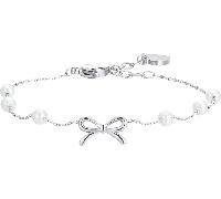 Luca Barra BRACCIALE DONNA IN ACCIAIO PERLE SINTETICHE E FIOCCO