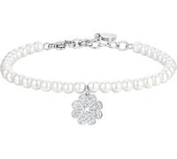 Luca Barra BRACCIALE DONNA IN ACCIAIO PERLE SINTETICHE E QUADRIFOGLIO