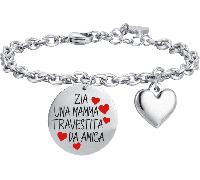 Luca Barra BRACCIALE DONNA IN ACCIAIO ZIA UNA MAMMA TRAVESTITA DA AMICA