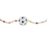 Luca Barra BRACCIALE IN ACCIAIO CON PALLONE E PIETRE GIALLE E ROSSE