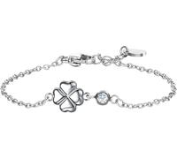 Luca Barra BRACCIALE IN ACCIAIO CON QUADRIFOGLIO E CRISTALLO BIANCO