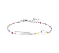 Luca Barra Bracciale in Acciaio Inossidabile con Angelo e Cuore, Perline Multicolore, 18 cm, JB268