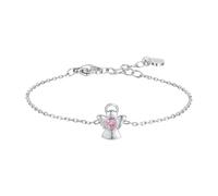 Luca Barra Bracciale in Acciaio Inossidabile con Ciondolo Angelo e Cuore, Perline Smaltate Multicolore, 18 cm, JB276