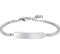 Luca Barra BRACCIALE TENNIS BAMBINA IN ACCIAIO CON CRISTALLI BIANCHI E PIASTRA