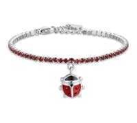 Luca Barra Bracciale Tennis Bambina in Acciaio con Cristalli Rossi e Coccinella. La referenza è JB170