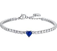Luca Barra BRACCIALE TENNIS DONNA IN ACCIAIO CON CRISTALLI BIANCHI E CUORE CRISTALLO BLU