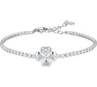 Luca Barra BRACCIALE TENNIS DONNA IN ACCIAIO CON QUADRIFOGLIO E PUNTI LUCE ZIRCONE BIANCO