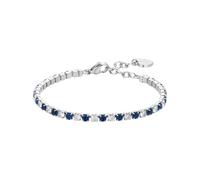 Luca Barra Bracciale Tennis in Acciaio Donna Cristalli Blu e Bianchi