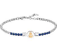 Luca Barra BRACCIALE TENNIS UOMO IN ACCIAIO CON ANCORA IP ROSE E ZIRCONI BLU