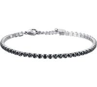 Bracciale Uomo Luca Barra BA1363 Tipo Tennis In Acciaio Con Zirconi Neri