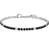 Luca Barra BRACCIALE TENNIS UOMO IN ACCIAIO CON CRISTALLI NERI E BIANCHI