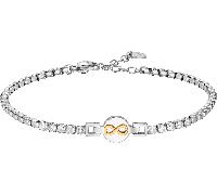 Luca Barra BRACCIALE TENNIS UOMO IN ACCIAIO CON INFINITO IP ROSE E ZIRCONI BIANCHI