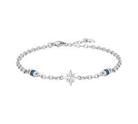 Luca Barra Bracciale Uomo Acciaio Inossidabile con Stella Centrale, Dettagli Ceramica blu, Argento, 19-20 cm