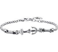 Luca Barra BRACCIALE UOMO IN ACCIAIO ANCORA E CRISTALLO NERO