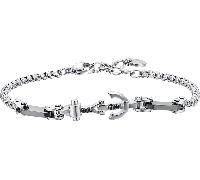 Luca Barra BRACCIALE UOMO IN ACCIAIO ANCORA E CRISTALLO NERO