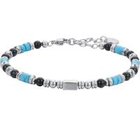 Luca Barra BRACCIALE UOMO IN ACCIAIO CON AGATA NERA E PIETRE TURCHESI