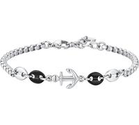 Luca Barra BRACCIALE UOMO IN ACCIAIO CON ANCORA ED ELEMENTI IN ACCIAIO IP NERO