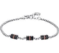 Luca Barra BRACCIALE UOMO IN ACCIAIO CON ELEMENTI IP NERO ED IP ROSE