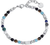 Luca Barra BRACCIALE UOMO IN ACCIAIO CON OCCHIO DI TIGRE, Azzurro