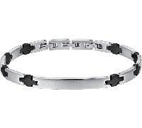 Luca Barra BRACCIALE UOMO IN ACCIAIO CON PIASTRA E CROCI IP NERO