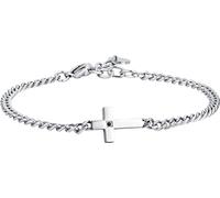 Luca Barra BRACCIALE UOMO IN ACCIAIO CROCE E ZIRCONE NERO