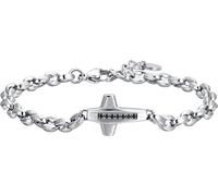 Luca Barra BRACCIALE UOMO IN ACCIAIO CROCE E ZIRCONI NERI