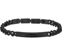 Luca Barra Bracciale uomo in acciaio ip nero con elemento con cristalli neri. La referenza è BA1583