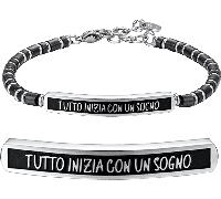 Luca Barra BRACCIALE UOMO IN ACCIAIO IP NERO TUTTO INIZIA CON UN SOGNO