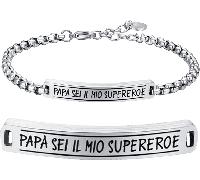 Luca Barra BRACCIALE UOMO IN ACCIAIO PAPÀ SEI IL MIO SUPEREROE