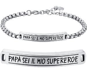 Luca Barra BRACCIALE UOMO IN ACCIAIO PAPÀ SEI IL MIO SUPEREROE