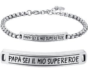 Luca Barra BRACCIALE UOMO IN ACCIAIO PAPÀ SEI IL MIO SUPEREROE