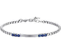 Luca Barra BRACCIALE UOMO IN ACCIAIO PIASTRA E ZIRCONI BLU