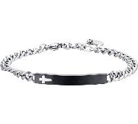 Luca Barra BRACCIALE UOMO IN ACCIAIO PIASTRA IP BLACK CON CROCE