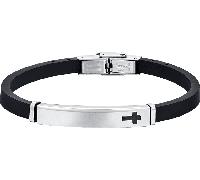 Luca Barra BRACCIALE UOMO IN SILICONE CON PIASTRA CON CROCE