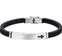Luca Barra BRACCIALE UOMO IN SILICONE CON PIASTRA CON CROCE