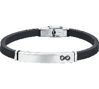 Luca Barra BRACCIALE UOMO IN SILICONE CON PIASTRA ED INFINITO