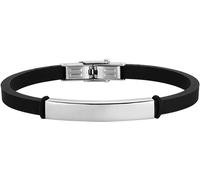 Luca Barra BRACCIALE UOMO IN SILICONE NERO CON PIASTRA IN ACCIAIO