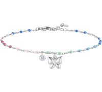 Luca Barra CAVIGLIERA DONNA IN ACCIAIO CON FARFALLA,CRISTALLO E PIETRE MULTICOLOR